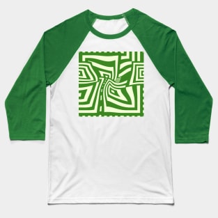 Warped Funky Green Neo Geo Square Pattern Baseball T-Shirt